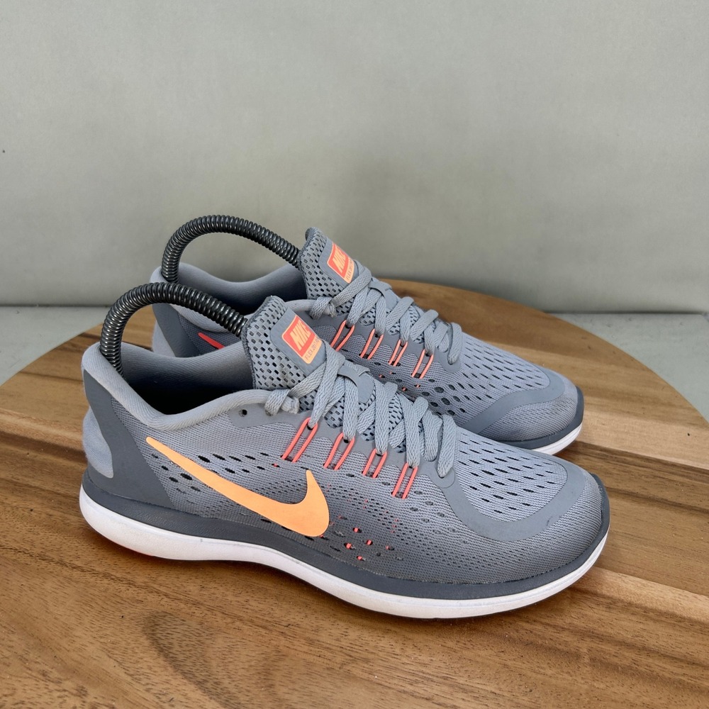 Nike Flex 2017 Run Womens Running Shoes Grey Orange 898476-003 Size 7